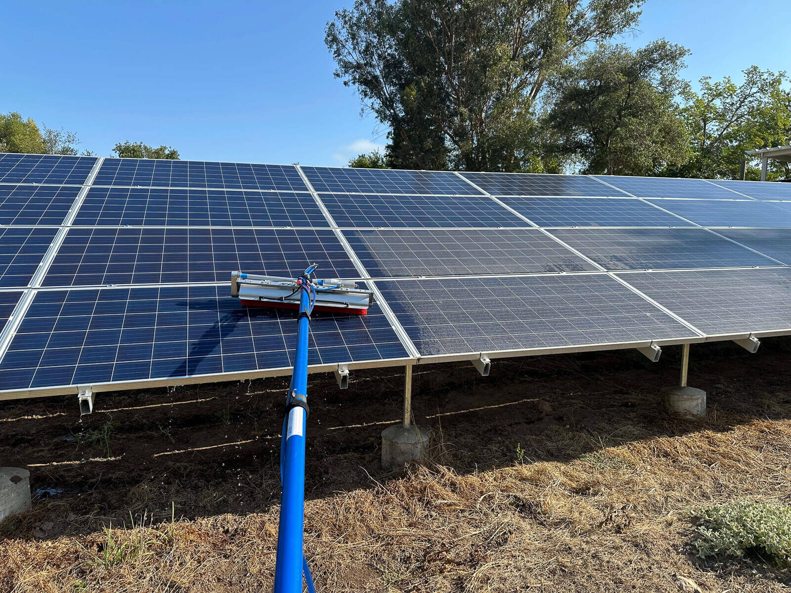 Professional solar panel cleaning equipment used for safe panel cleaning