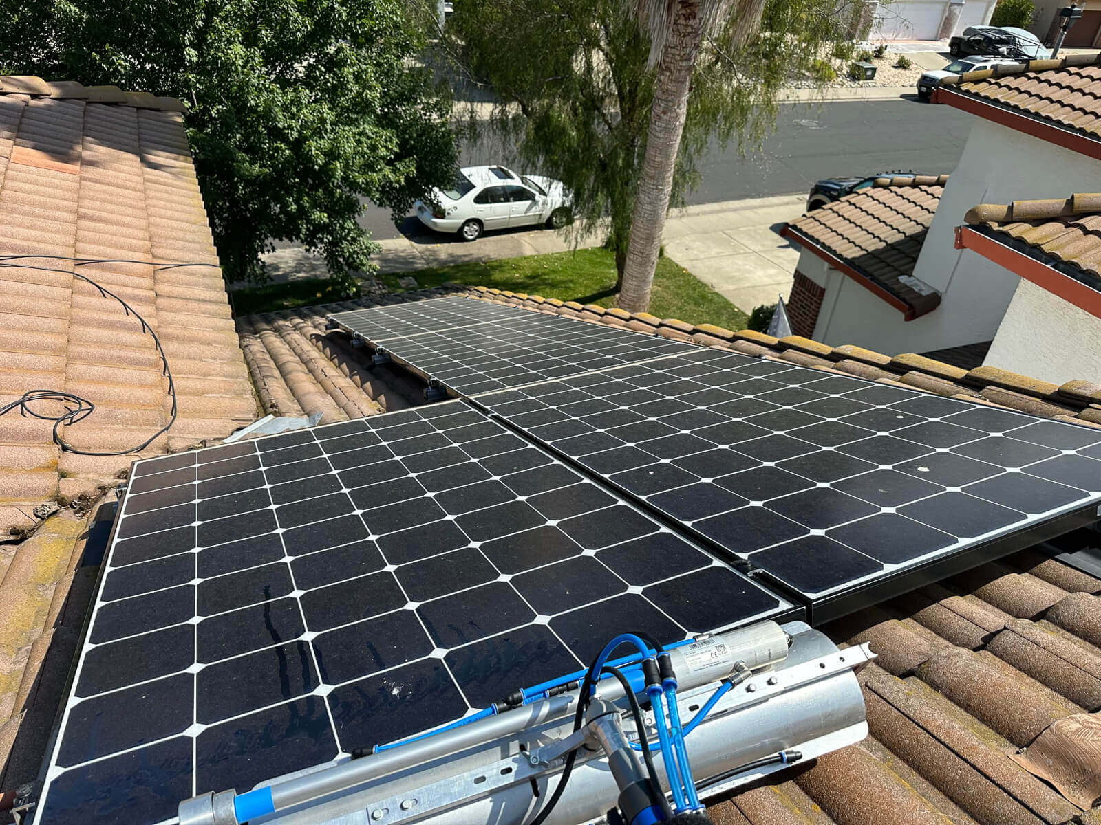 Solar panels before professional cleaning